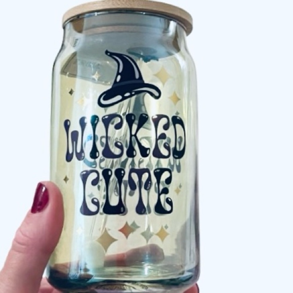 NWT- Cobwebs & Cauldrons “Wicked Cute” Halloween Pearlescent Tumbler With Straw